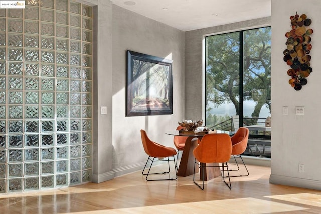 living area with light wood-type flooring