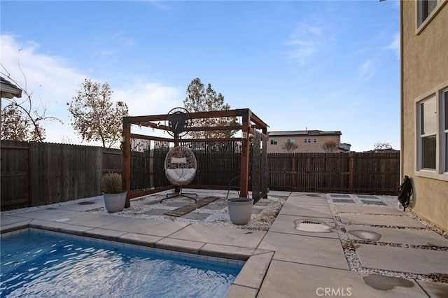 view of swimming pool with a patio