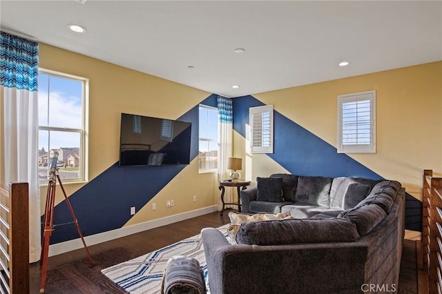 living room featuring dark hardwood / wood-style flooring