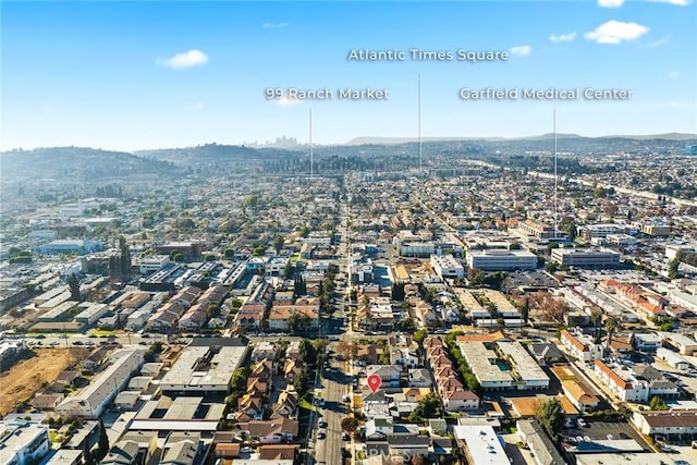 aerial view with a mountain view