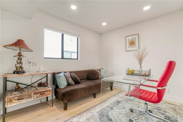 office featuring hardwood / wood-style flooring