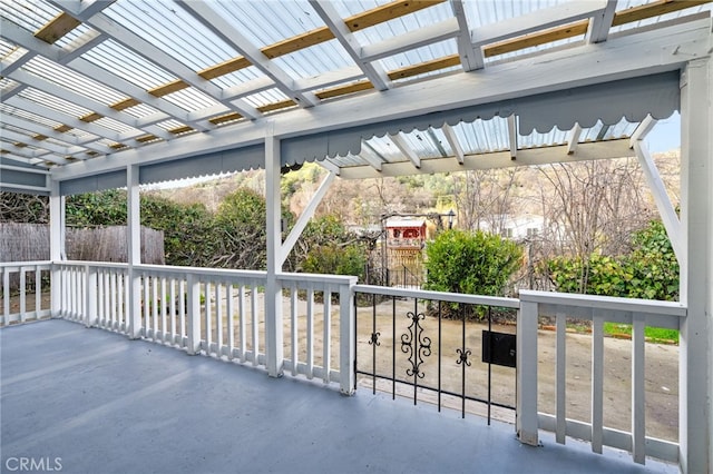 view of patio / terrace with a pergola and a playground