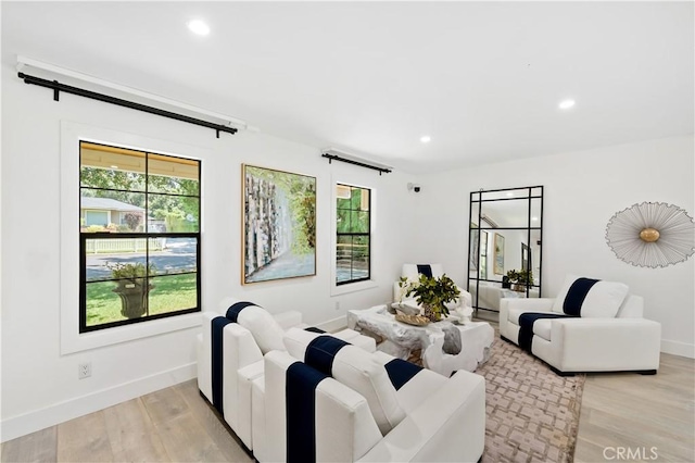 living room featuring light hardwood / wood-style floors