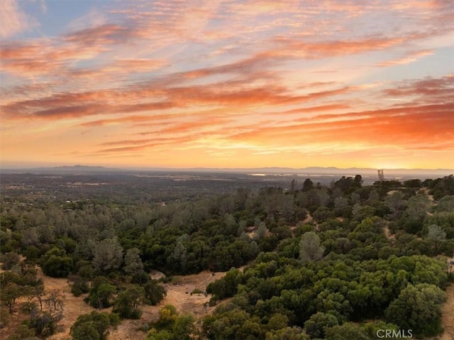 view of aerial view at dusk