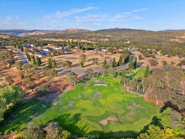 birds eye view of property with a mountain view