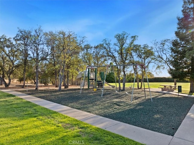 view of play area with a lawn