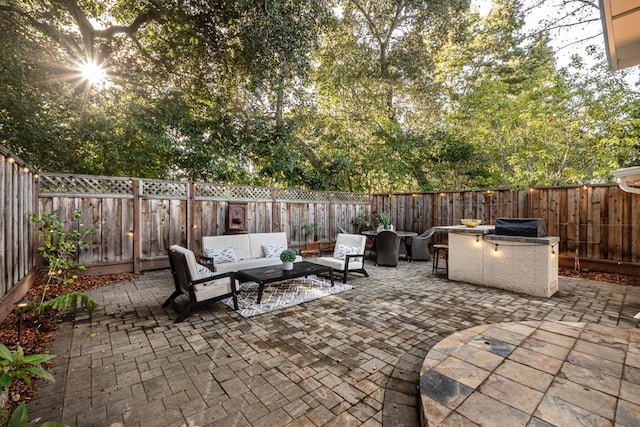 view of patio / terrace featuring an outdoor living space