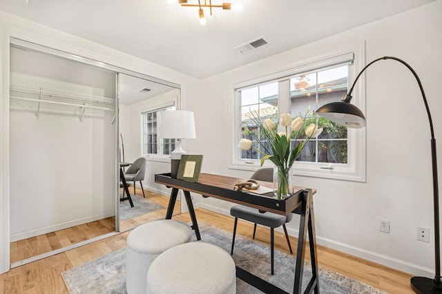 office featuring hardwood / wood-style flooring