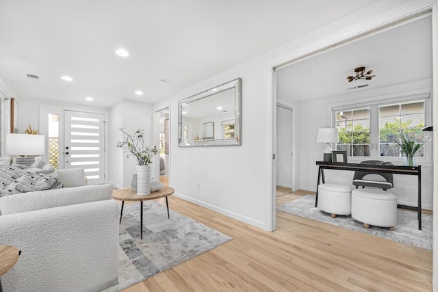 living room featuring light hardwood / wood-style flooring