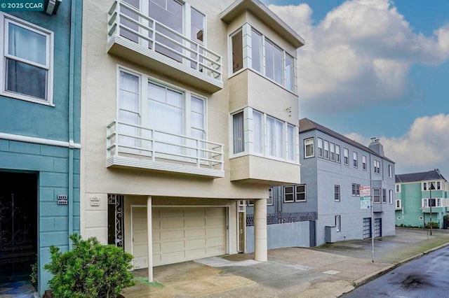 view of property featuring a garage