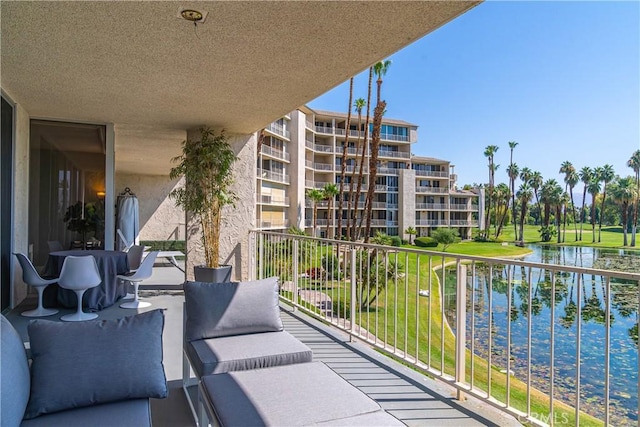 balcony with a water view