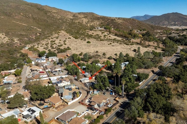 bird's eye view with a mountain view