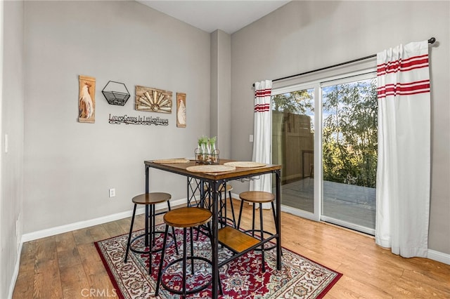 dining space featuring hardwood / wood-style flooring