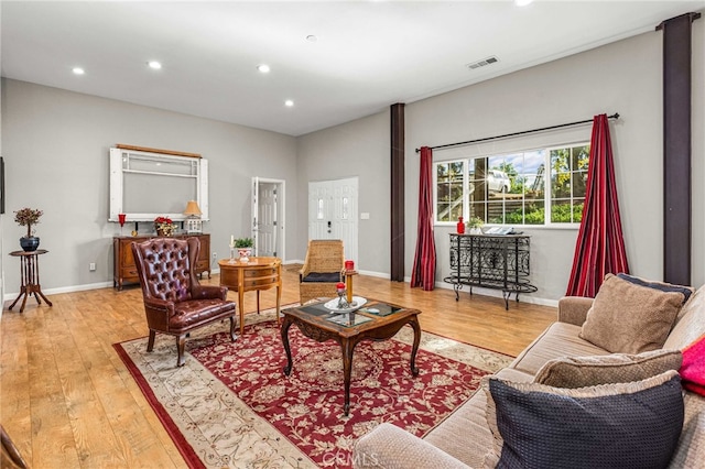 living room with light wood-type flooring