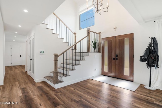 entrance foyer with dark wood-type flooring