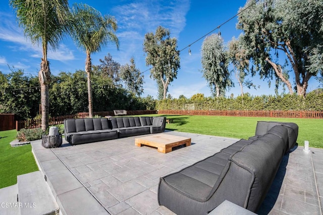 view of patio featuring an outdoor hangout area