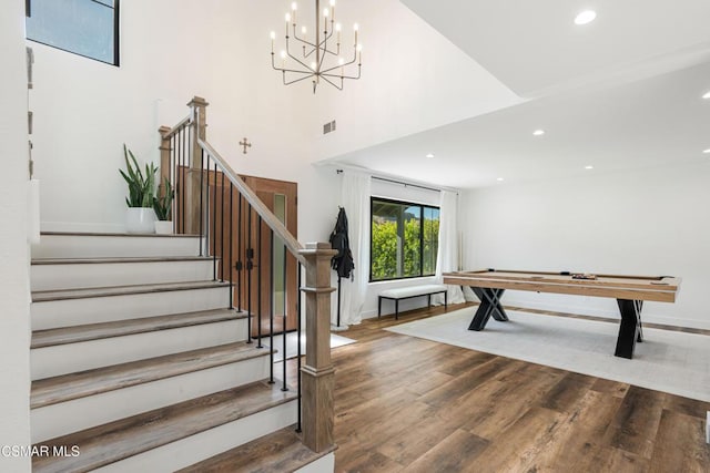 recreation room featuring pool table and wood-type flooring