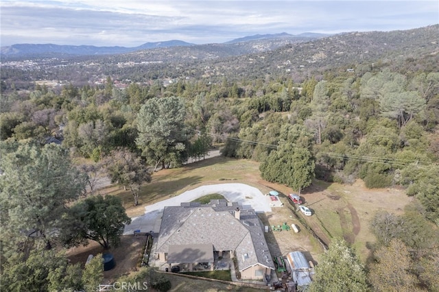 aerial view with a mountain view