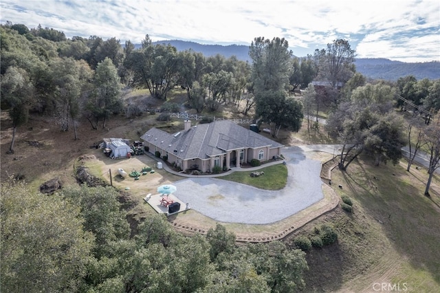 aerial view featuring a mountain view