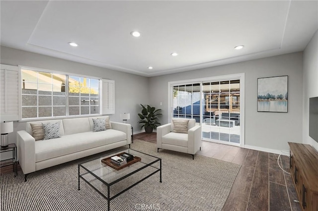 living room with hardwood / wood-style floors