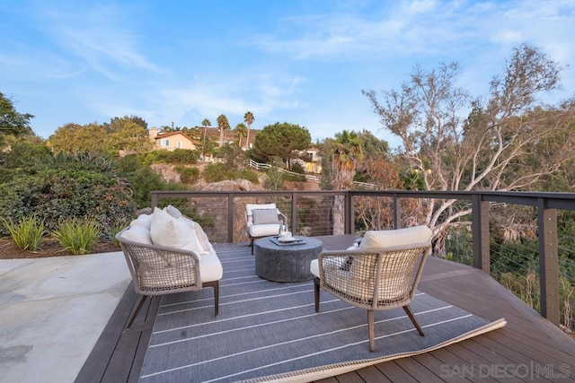 deck featuring an outdoor living space