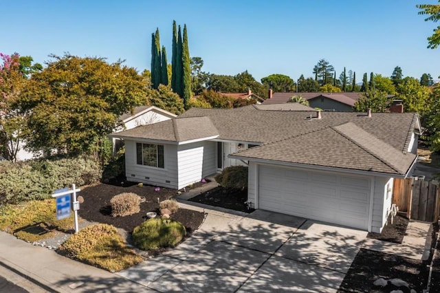 single story home with a garage