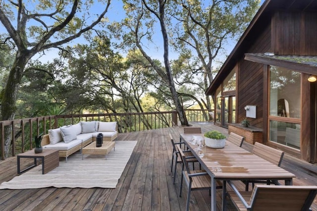 wooden deck with an outdoor hangout area