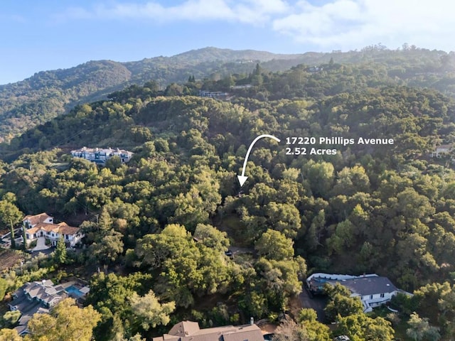 birds eye view of property with a mountain view