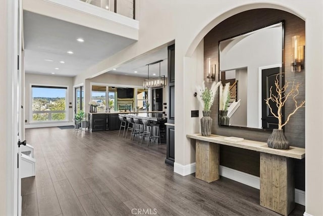 interior space featuring dark wood-type flooring