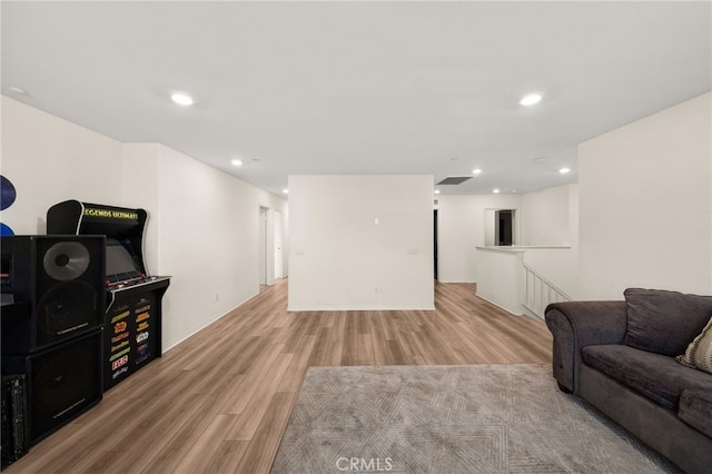 living room featuring light hardwood / wood-style flooring