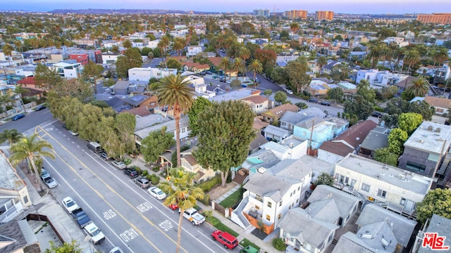 view of aerial view at dusk