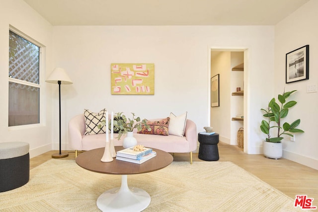 sitting room with wood-type flooring