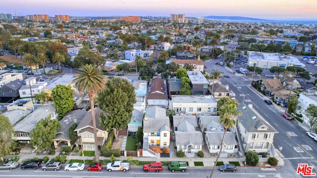 view of aerial view at dusk