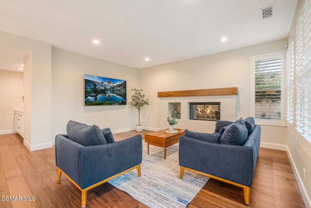 living room with light wood-type flooring