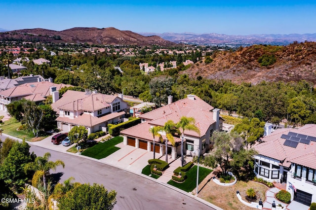 drone / aerial view with a mountain view