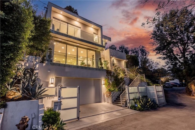 modern home featuring a garage