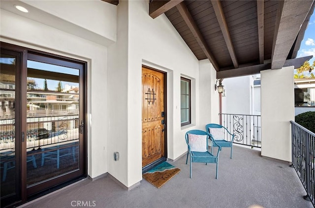 doorway to property with a balcony