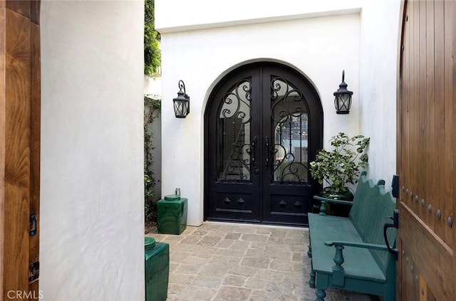 doorway to property with french doors