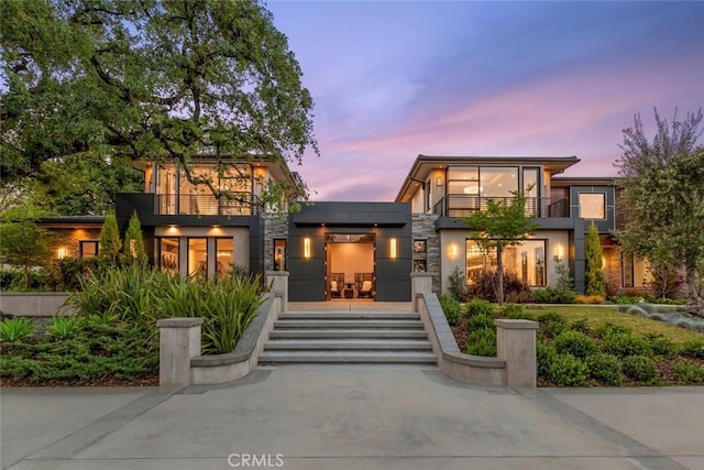 modern home with a balcony