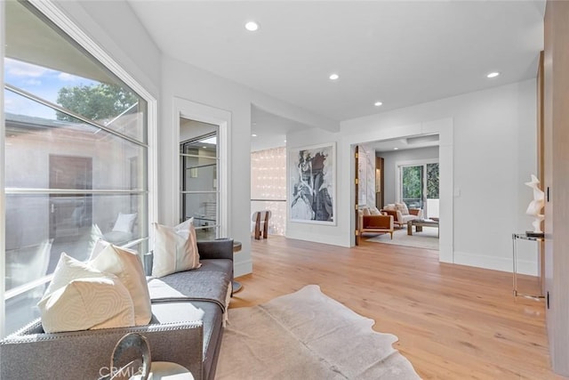 living room with light wood-type flooring