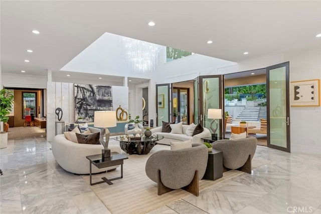 living room featuring french doors