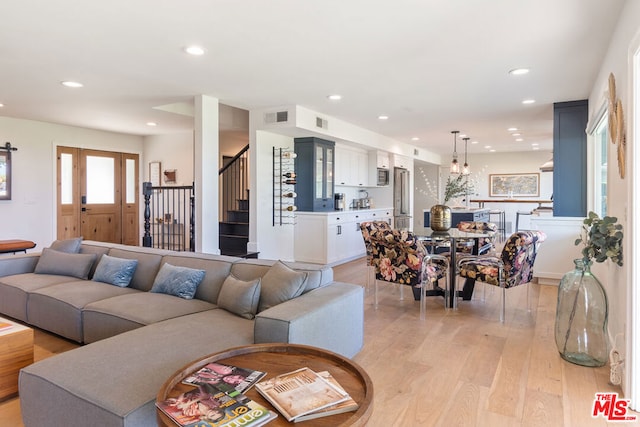 living room featuring light hardwood / wood-style flooring