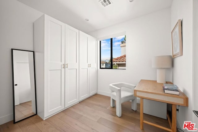 office space featuring light hardwood / wood-style flooring