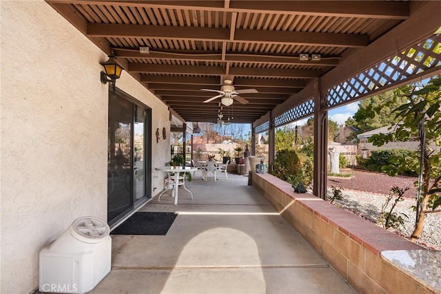 view of patio / terrace featuring ceiling fan