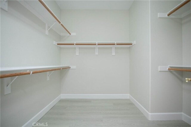 walk in closet featuring light hardwood / wood-style flooring