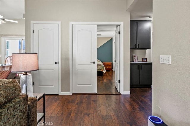 interior space featuring dark hardwood / wood-style floors