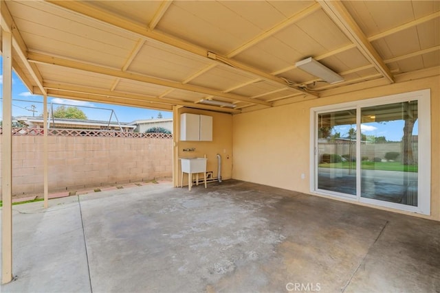 view of patio / terrace featuring sink