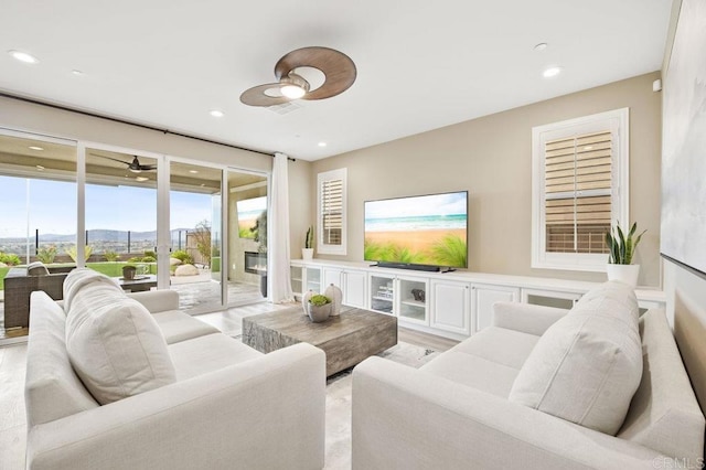 living room featuring light hardwood / wood-style flooring