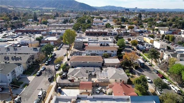 bird's eye view with a mountain view