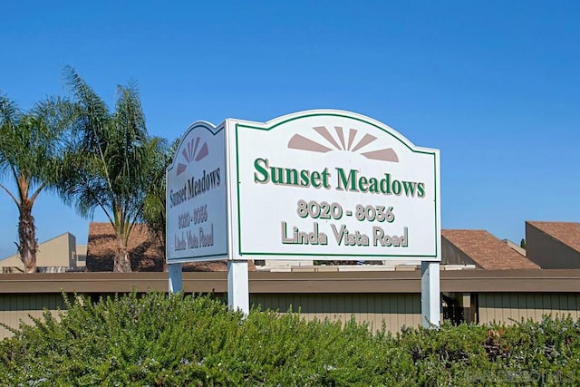 view of community sign